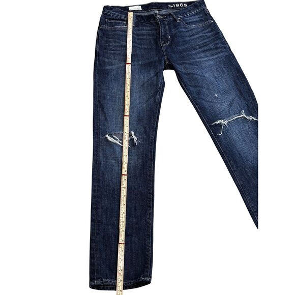 Gap 1969 Sexy Boyfriend Jeans Size 24 Dark Wash Distressed Denim - Picture 8 of 12